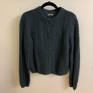 J Crew Point Sur Pointelle Women Green Cardigan